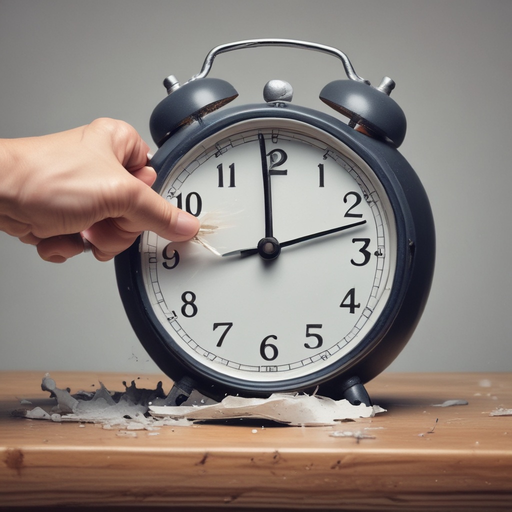 Person smashing an alarm clock